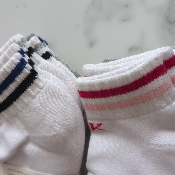 Calvin Klein White Ankle Socks with Pink and Blue Accents - Picture 3 of 5